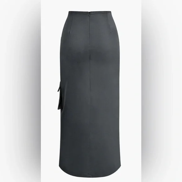 Micas Asymmetric Belted Flap Pocket Split Maxi Skirt NWT XL - Picture 2 of 6